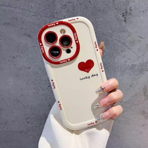 Lucky day小愛心適用蘋果17手機殼iphone14promax泡芙矽膠16/13