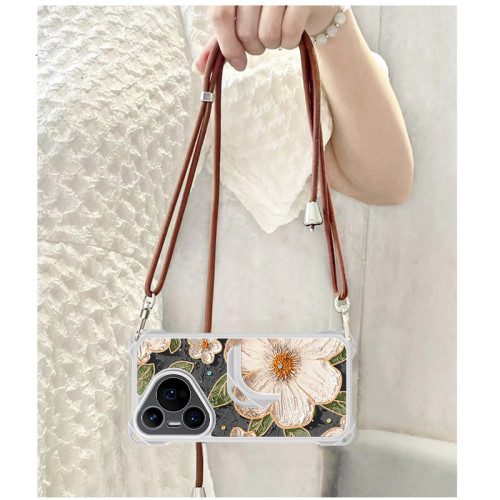 油畫茶花適用華爲pura70手機殼p70pro新款ultra斜背掛繩p60女款殼 油畫茶花適用華爲pura70手機殼p70pro新款ultra斜背掛繩p60女款殼