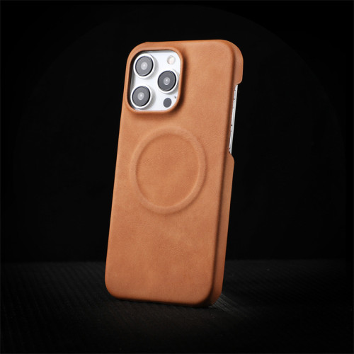 適用蘋果16手機殼膚感羊巴皮磁吸iPhone15半包14promax防摔保護套