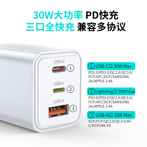 適用蘋果充電器頭氮化鎵快充頭多口快充iphone15/16快充線和頭30W