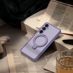 適用三星S24FE手機殼磨砂膚感硬殼GalaxyS24FE磁吸支點支架手機殼