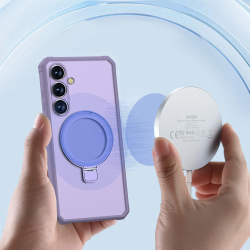 適用三星S24FE手機殼磨砂膚感硬殼GalaxyS24FE磁吸支點支架手機殼 適用三星S24FE手機殼磨砂膚感硬殼GalaxyS24FE磁吸支點支架手機殼