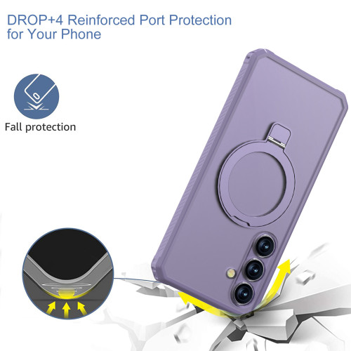 適用三星S24FE手機殼磨砂膚感硬殼GalaxyS24FE磁吸支點支架手機殼 適用三星S24FE手機殼磨砂膚感硬殼GalaxyS24FE磁吸支點支架手機殼