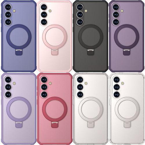 適用三星S24FE手機殼磨砂膚感硬殼GalaxyS24FE磁吸支點支架手機殼 適用三星S24FE手機殼磨砂膚感硬殼GalaxyS24FE磁吸支點支架手機殼