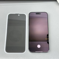 適用iphone17pro電鍍絲印小細邊鋼化膜蘋果15proma電鍍防窺不擋屏