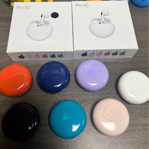 新款Pro6藍牙耳機無線立體聲雙耳TWS入耳式馬卡龍J6六代藍牙耳機