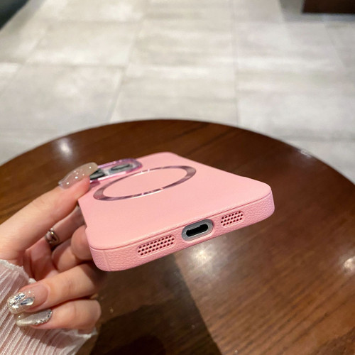 新款無邊框適用iPhone16荔枝紋磁吸手機殼蘋果15防摔純色高級感14 新款無邊框適用iPhone16荔枝紋磁吸手機殼蘋果15防摔純色高級感14