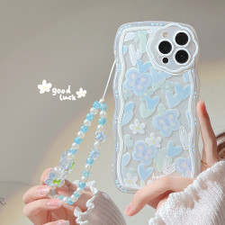 小清新iphone14適用13pro max蘋果手機殼11女15帶掛繩8光油12鏈條