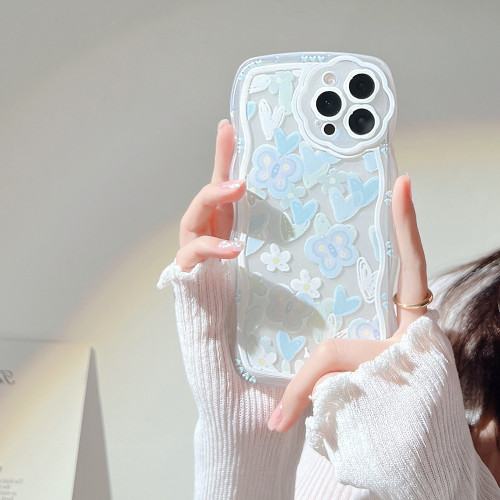小清新iphone14適用13pro max蘋果手機殼11女15帶掛繩8光油12鏈條