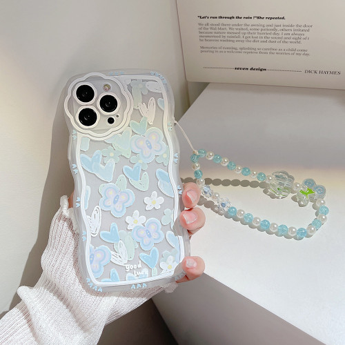 小清新iphone14適用13pro max蘋果手機殼11女15帶掛繩8光油12鏈條