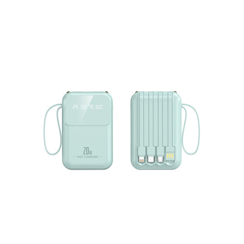 迷你自帶線行動電源10000安培大容量小巧可攜式行動電源