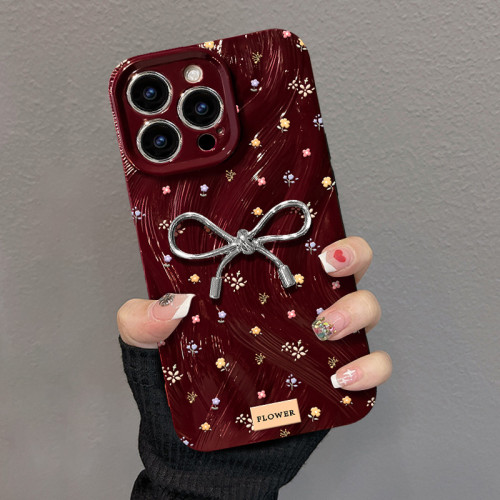 碎花蝴蝶結適用蘋果16手機殼iphone15PRO立體公仔14全包防摔13/12