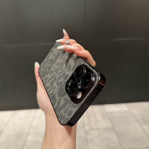適用iPhone17Pro手機殼13pro電鍍貼皮豹紋蘋果15全包鏡頭膜14pro