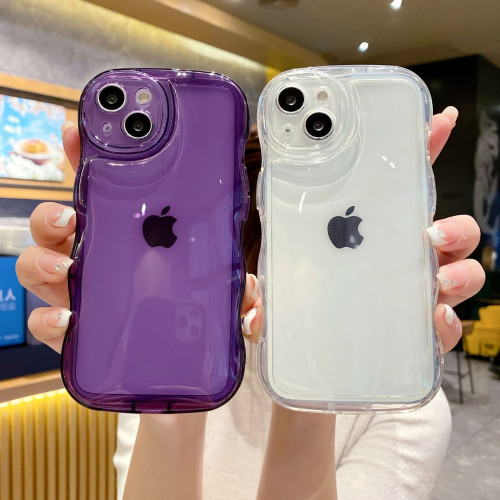 適用iphone16透明保護套蘋果15波浪氣墊手機殼14氣泡防摔13全包軟
