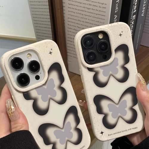 雙黑蝴蝶iPhone蘋果16promax手機殼16pro/16plus/16軟膠15promax