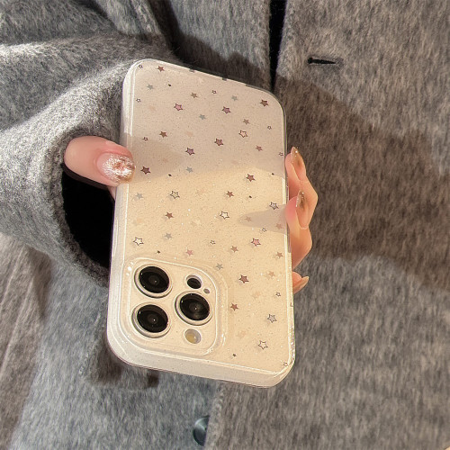 雙層閃粉適用蘋果16手機殼滿屏彩星星iphone15promax軟套14小衆11
