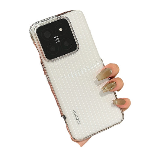 冰晶瓦楞光柵適用小米15手機殼15pro透明14pro硬殼保護套行李箱pc