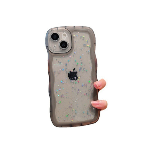 波浪紋適用蘋果16E手機殼14/13透明滴膠閃粉iPhone17/三星S25U星