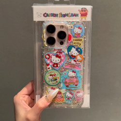 卡通貓閃粉適用蘋果15plus/16promax手機殼13pro/11硬殼12pro/xsx