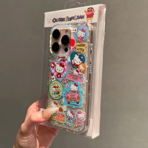 卡通貓閃粉適用蘋果15plus/16promax手機殼13pro/11硬殼12pro/xsx 卡通貓閃粉適用蘋果15plus/16promax手機殼13pro/11硬殼12pro/xsx