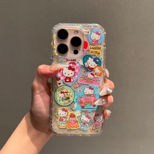 卡通貓閃粉適用蘋果15plus/16promax手機殼13pro/11硬殼12pro/xsx 卡通貓閃粉適用蘋果15plus/16promax手機殼13pro/11硬殼12pro/xsx