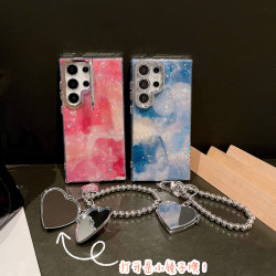 日韓暈染閃粉適用三星s25/s24手機殼鏡頭支架s23u手鏈殼s25u防摔