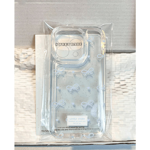 藍蝴蝶結適用蘋果11PROMAX手機殼iPhone15創意14透明13軟殼12小衆