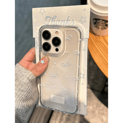 藍蝴蝶結適用蘋果11PROMAX手機殼iPhone15創意14透明13軟殼12小衆