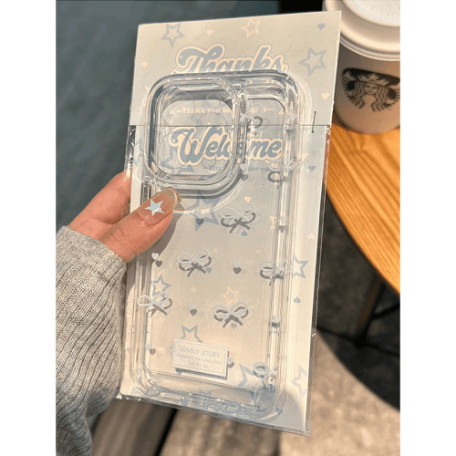 藍蝴蝶結適用蘋果11PROMAX手機殼iPhone15創意14透明13軟殼12小衆