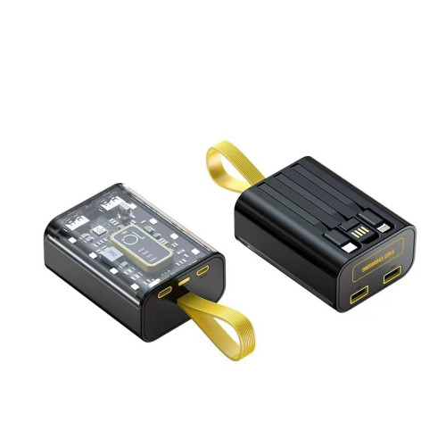 透明機甲風充電寶自帶三線可登機行動電源禮品