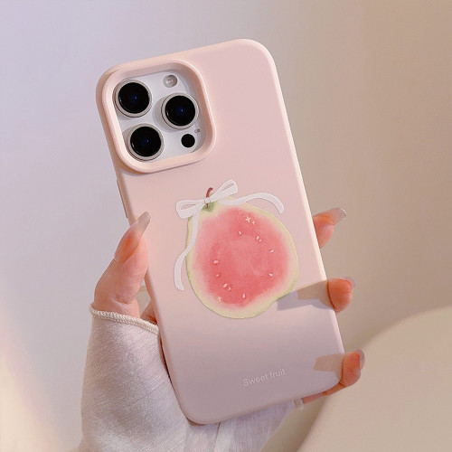 粉色芭樂水果適用蘋果16promax手機殼iphone15甜美小衆14矽膠13軟