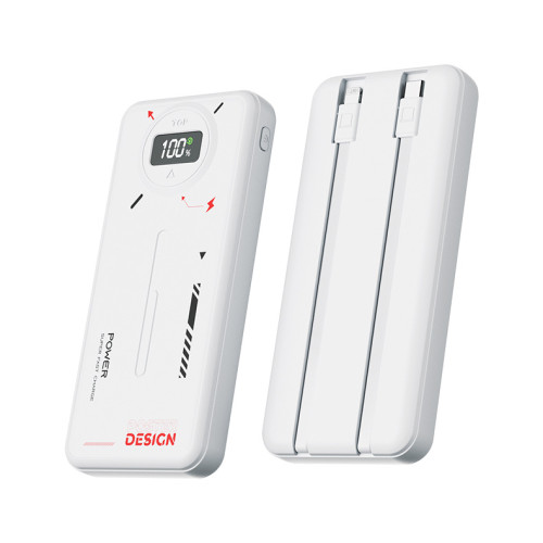 新款機甲風自帶線快充充電寶20000安培大容量行動電源 製