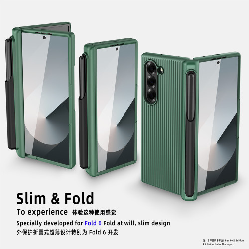 適用於三星ZFold6保護殼PC卡扣筆槽行李箱紋路防摔防磨保護套