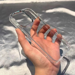 簡約ins電鍍鏡頭框iPhone15promax手機殼蘋果13透明凹槽滴膠軟套x