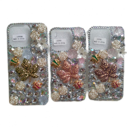 楓葉瓢蟲玫瑰花適用iPhone15Promax手機殼蘋果16P輕奢13/14女滿鑽 楓葉瓢蟲玫瑰花適用iPhone15Promax手機殼蘋果16P輕奢13/14女滿鑽