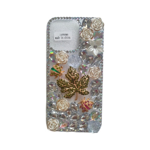 楓葉瓢蟲玫瑰花適用iPhone15Promax手機殼蘋果16P輕奢13/14女滿鑽 楓葉瓢蟲玫瑰花適用iPhone15Promax手機殼蘋果16P輕奢13/14女滿鑽
