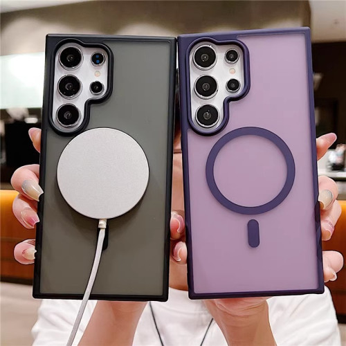適用三星S25Ultra手機殼磁吸磨砂膚感透明GalaxyS24FE防摔保護套 適用三星S25Ultra手機殼磁吸磨砂膚感透明GalaxyS24FE防摔保護套