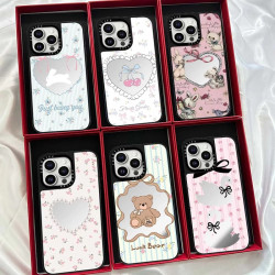 碎花兔子適用蘋果16promax手機殼iphone15鏡面14pro保護套13新款