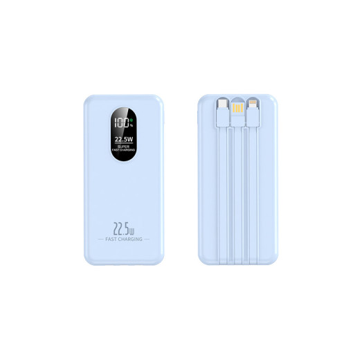 新款超級快充22.5W自帶線充電寶20000安培大容量可攜式行動電源