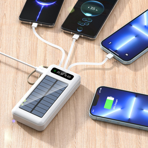 新款太陽能充電寶大容量自帶線手機行動電源禮品便