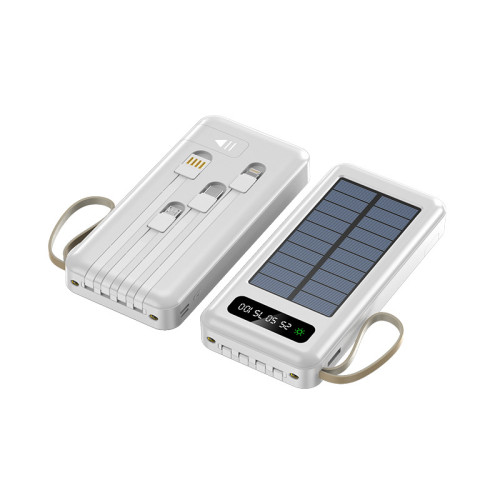 新款太陽能充電寶大容量自帶線手機行動電源禮品便