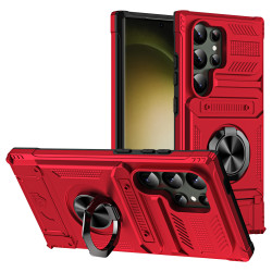 適用三星S25Ultra手機殼隱藏式插卡S24指環支架A55車用磁吸保護套