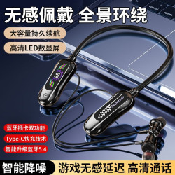 新款 掛脖耳機抖音K歌耳返柏林之音數顯超長續航運動頸掛藍牙耳機