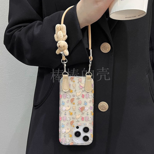 白鹿同款碎花兔子適用蘋果16ProMax手機殼iPhone15新款13/14/12 白鹿同款碎花兔子適用蘋果16ProMax手機殼iPhone15新款13/14/12