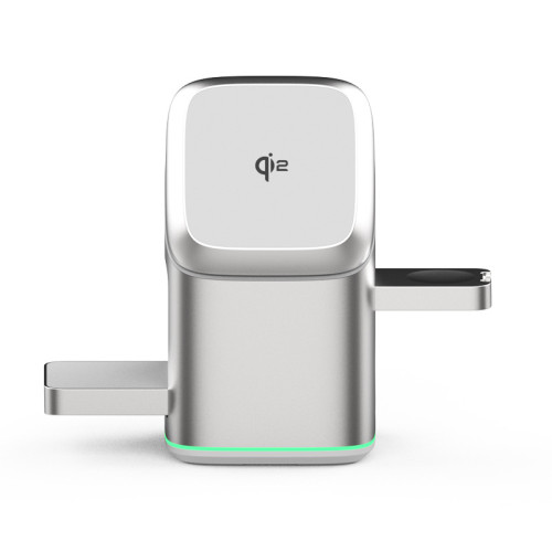 qi2三合一金屬無線充電器旋轉15W磁吸無線快充適用蘋果手機手錶