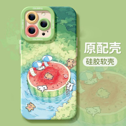 夏日清涼小狗適用iphone16promax手機殼15蘋 果13全包14/12矽膠11