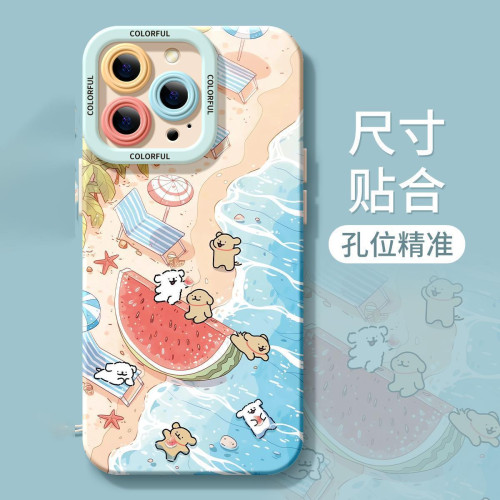 夏日清涼小狗適用iphone16promax手機殼15蘋 果13全包14/12矽膠11