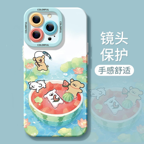 夏日清涼小狗適用iphone16promax手機殼15蘋 果13全包14/12矽膠11