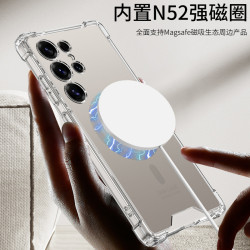 適用MagSafe無線充內置磁三星S25Ultra氣囊手機殼透明個性保護套