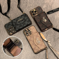 潮牌風琴卡包適用蘋果15Promax手機殼全包電鍍皮質14同款13pm